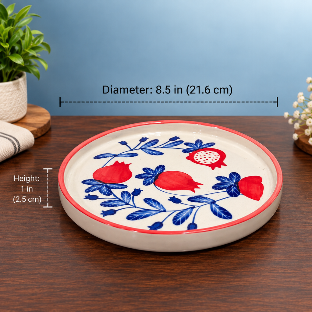 Pomegranate Ceramic Mug & Plate Set – Handmade | Ghar Vibes