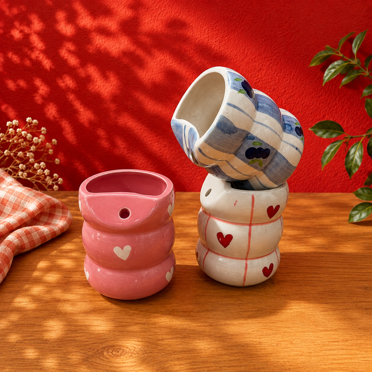 Ceramic Bubble Tumbler Set of 3 – Matching Cups & Straws