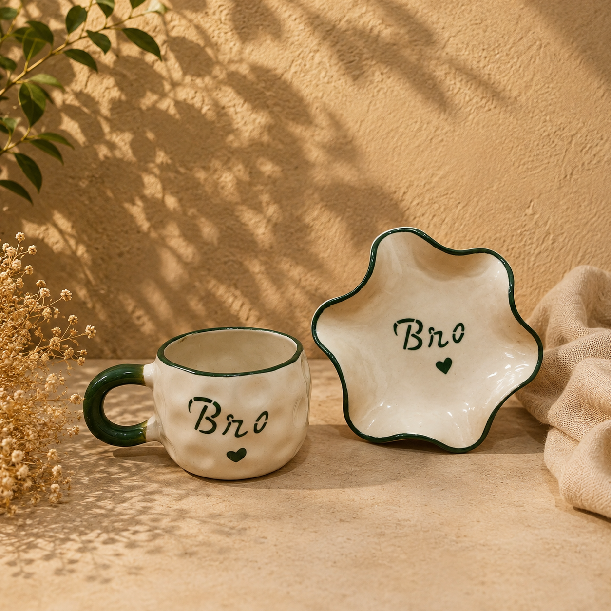 Bro Mug & Saucer – Handmade Ceramic Gift for Brother