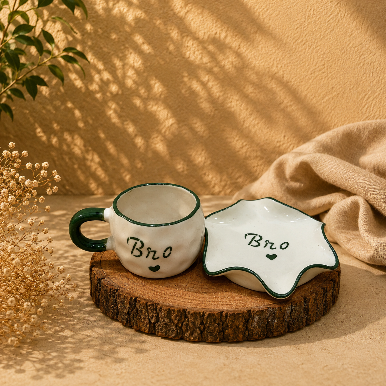 Bro Mug & Saucer – Handmade Ceramic Gift for Brother