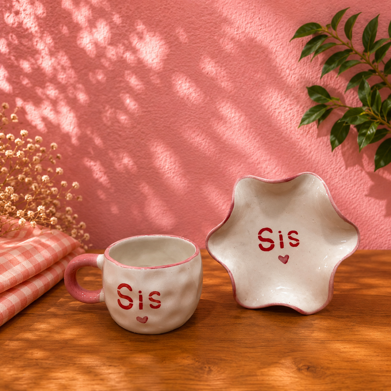 Sis Mug & Saucer – Handmade Ceramic Gift for Sister