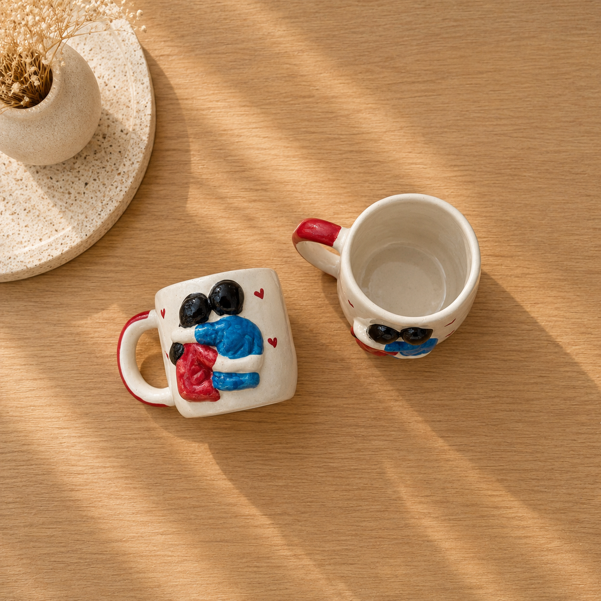 Hug Mug Set of 2 – Matching Friendship Mugs, Handmade