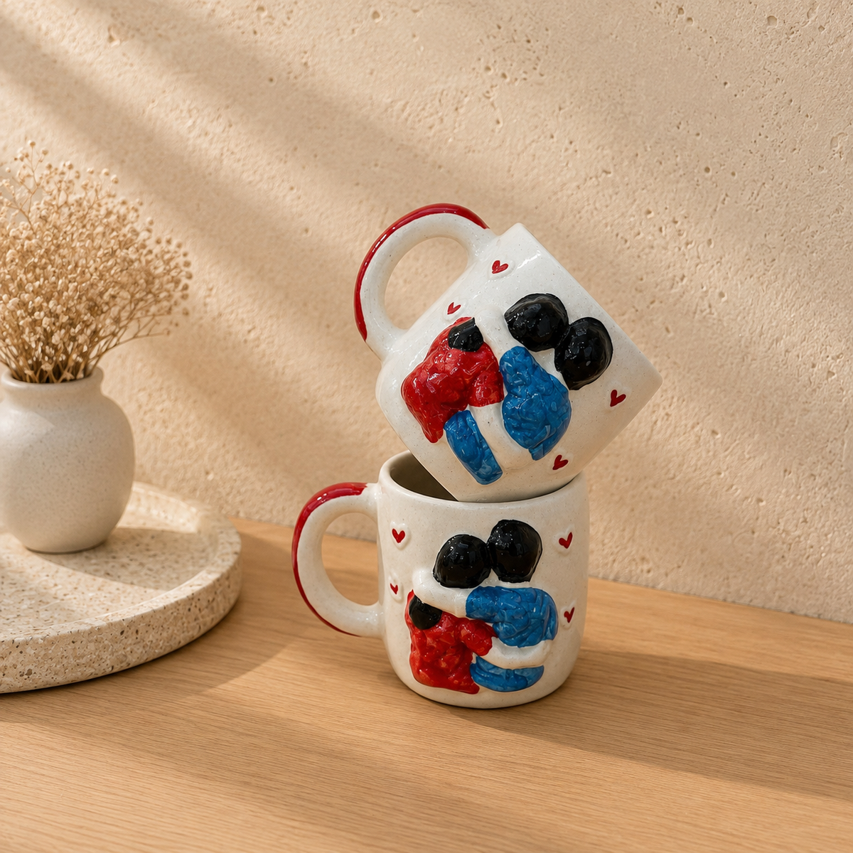 Hug Mug Set of 2 – Matching Friendship Mugs, Handmade