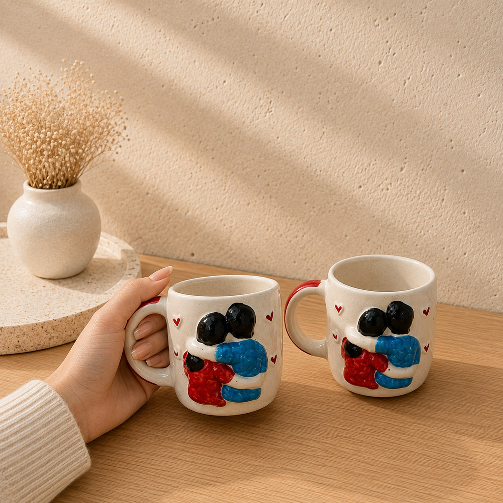 Hug Mug Set of 2 – Matching Friendship Mugs, Handmade