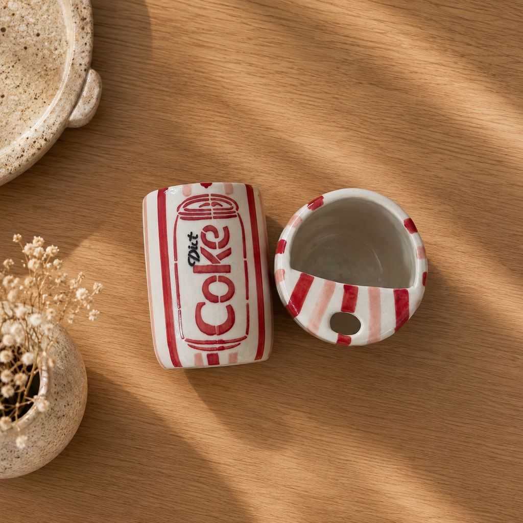 Diet Coke Tumblers Set of 2 – Ceramic Sippers with Straws