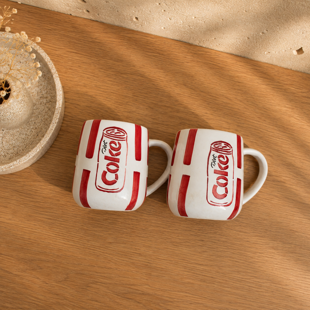 Diet Coke Mugs Set of 2 – Handmade Ceramic Coffee Cups
