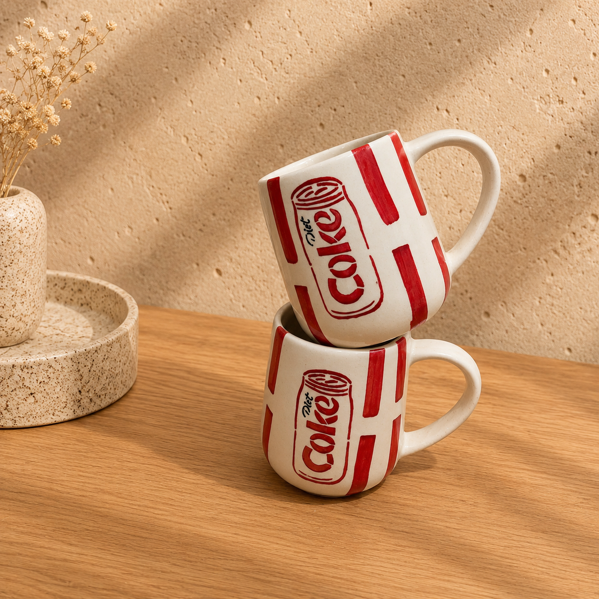 Diet Coke Mugs Set of 2 – Handmade Ceramic Coffee Cups