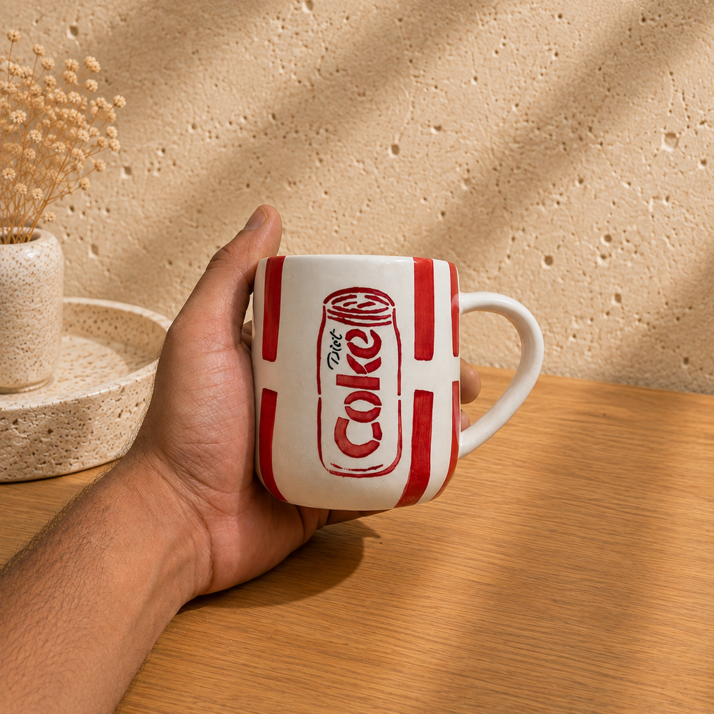 Handmade Diet Coke Mug – Hand-Painted Ceramic Gift Cup