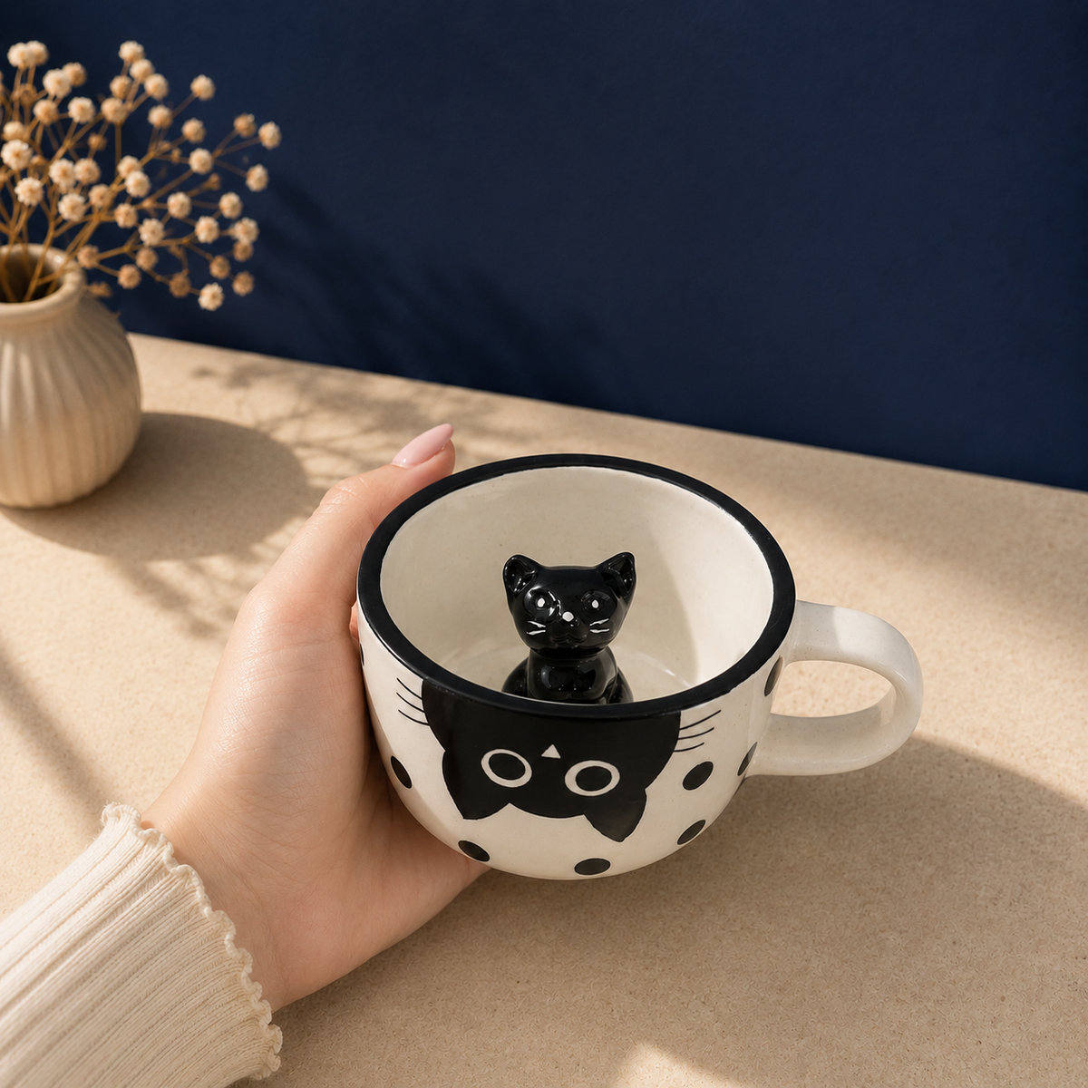 Black Cat Mug – 3D Cat Inside Cute Ceramic Coffee Mug