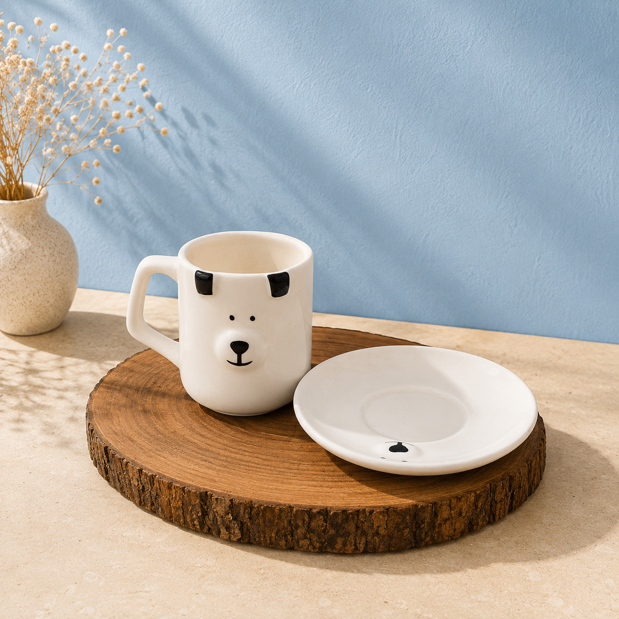 Bear Mug & Saucer Set – Cute Handmade Ceramic Coffee Cup