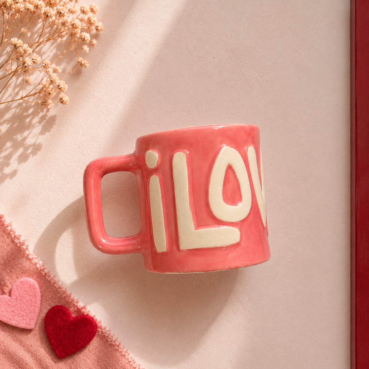 Embossed "I Love You" Ceramic Coffee Mug