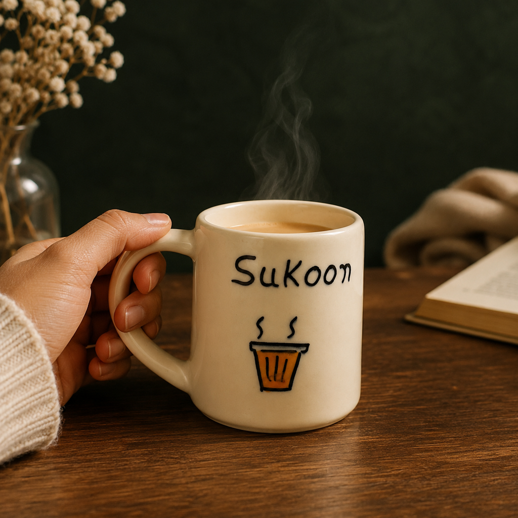 Handpainted "Sukoon" Chai Ceramic Mug