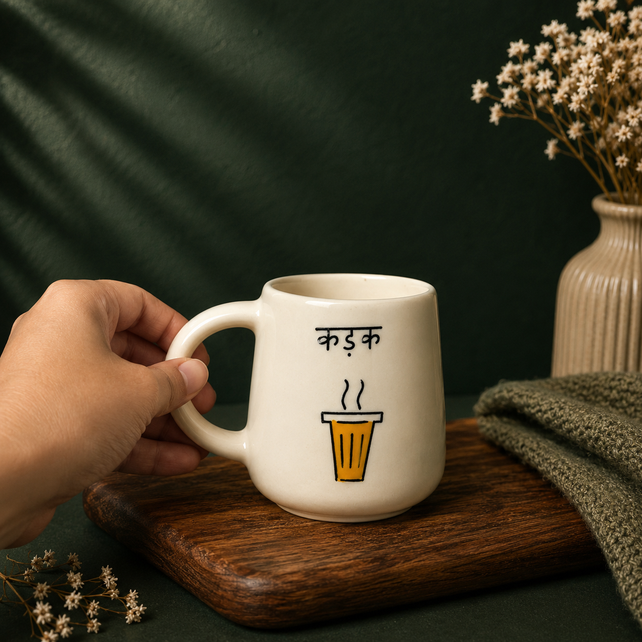 Handpainted "Kadak" Chai Ceramic Mug