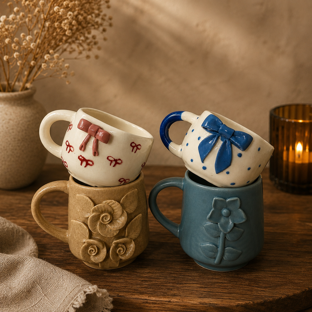 Set of 4 | Bows & Blooms Mug Combo |
