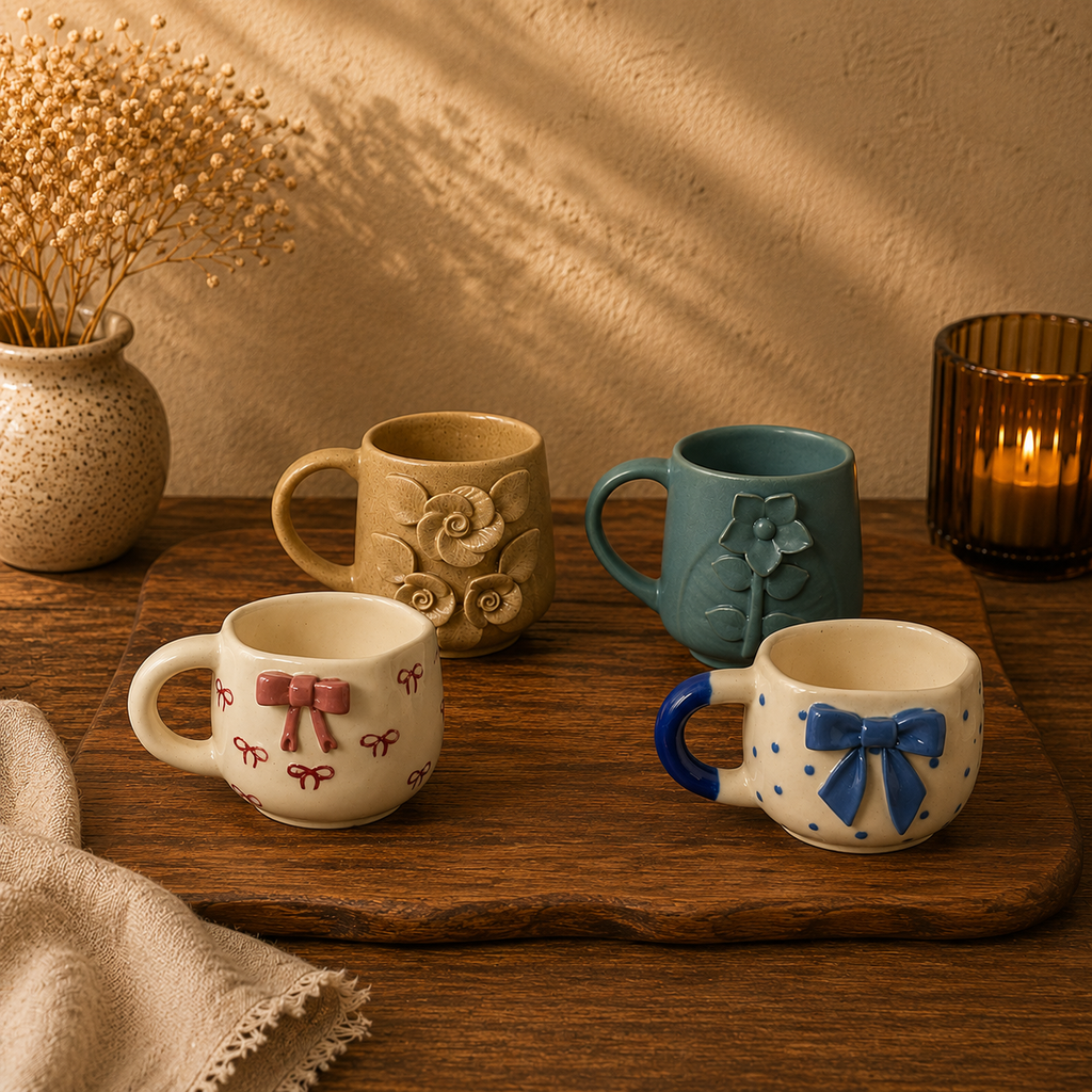 Set of 4 | Bows & Blooms Mug Combo |