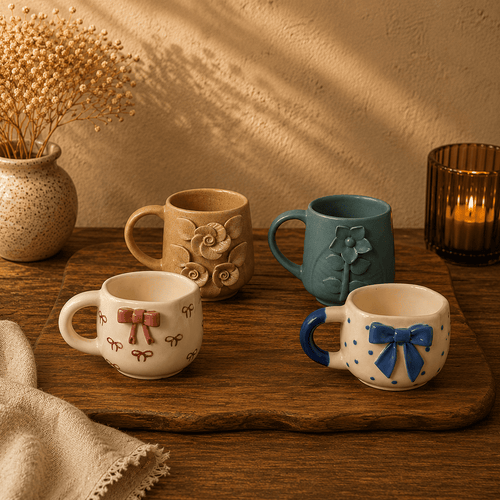 Bows & Blooms Ceramic Mug Set of 4 — Coquette