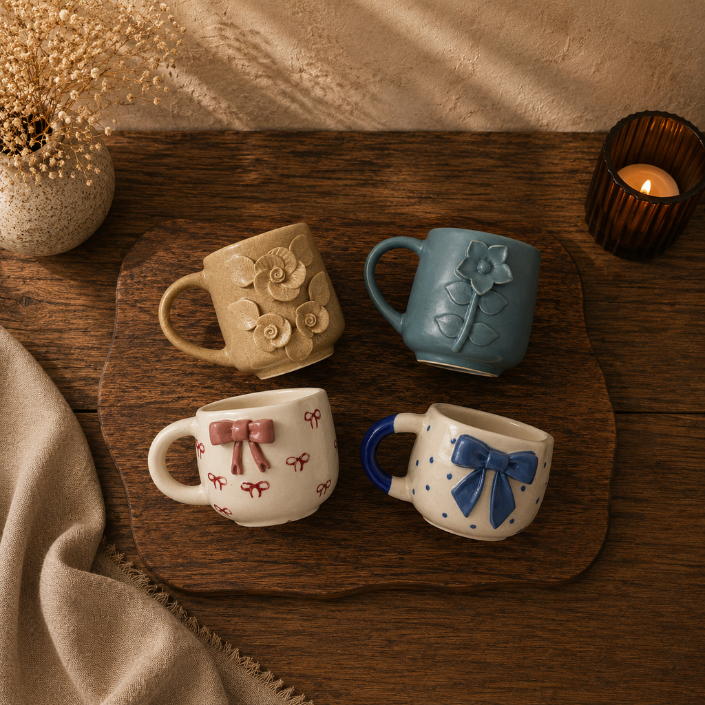 Set of 4 | Bows & Blooms Mug Combo |