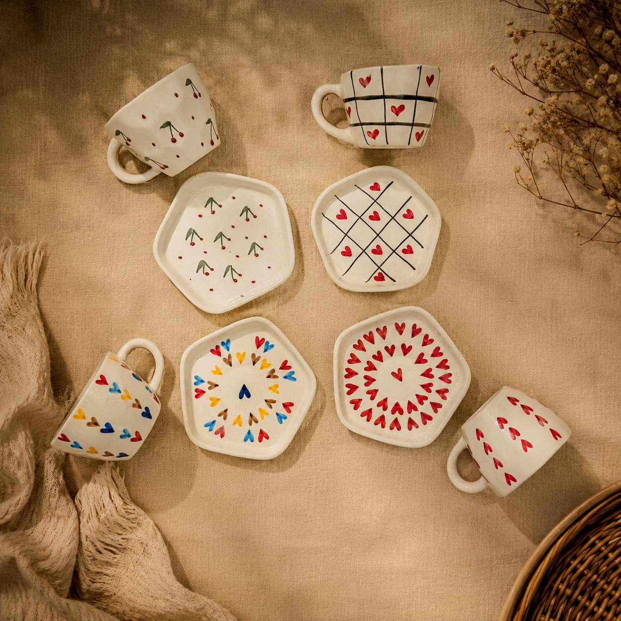 Set of 4 Handmade Happiness Cup Set