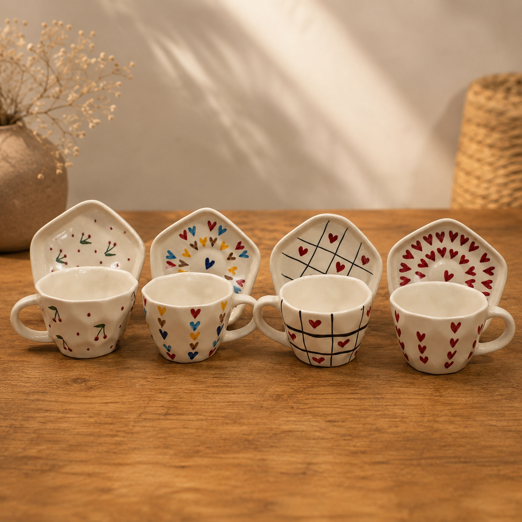 Set of 4 Handmade Happiness Cup Set
