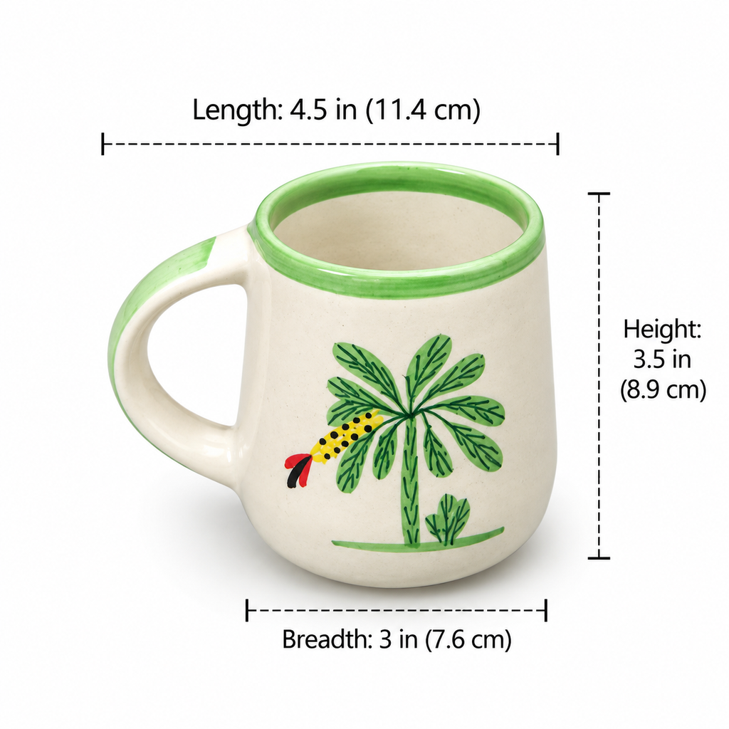 Palm Tree Ceramic Mug & Plate Set – Hand-Painted | Ghar Vibes