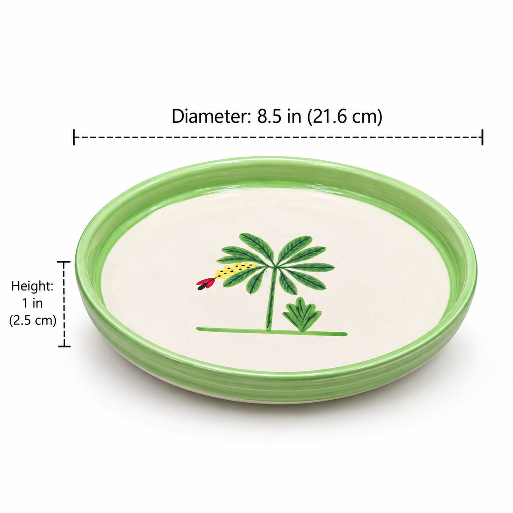Palm Tree Ceramic Mug & Plate Set – Hand-Painted | Ghar Vibes