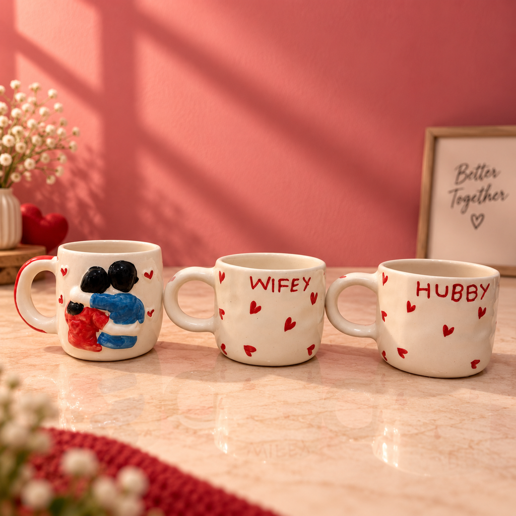 Hubby & Wifey Couple Ceramic Mug Set | Ghar Vibes