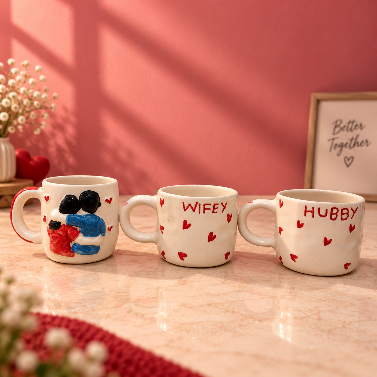 Hubby & Wifey Couple Ceramic Mug Set | Ghar Vibes