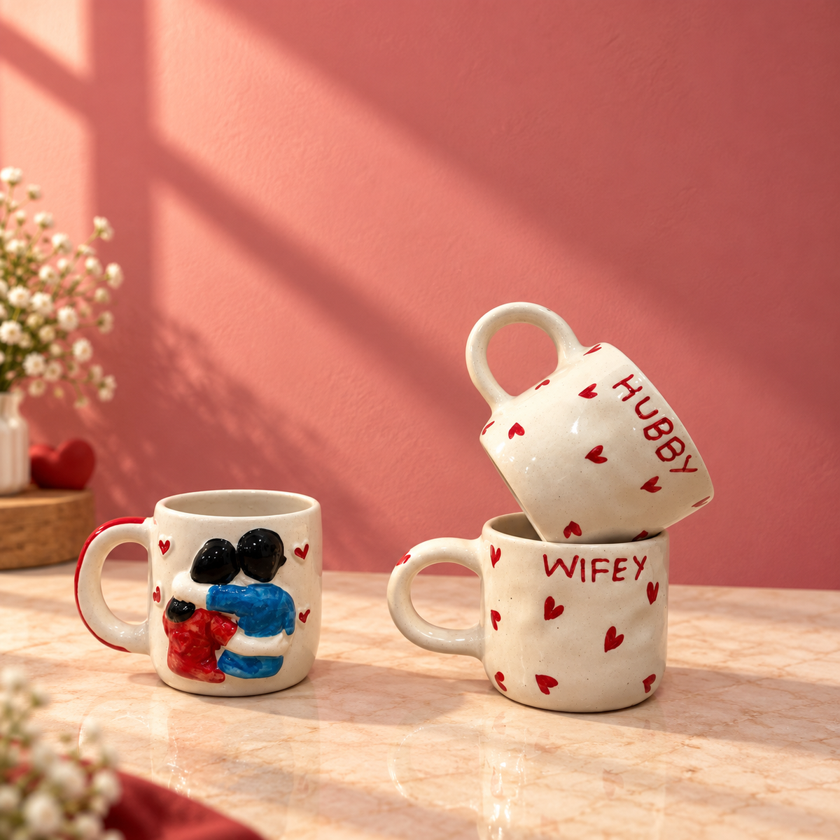 Hubby & Wifey Couple Ceramic Mug Set | Ghar Vibes