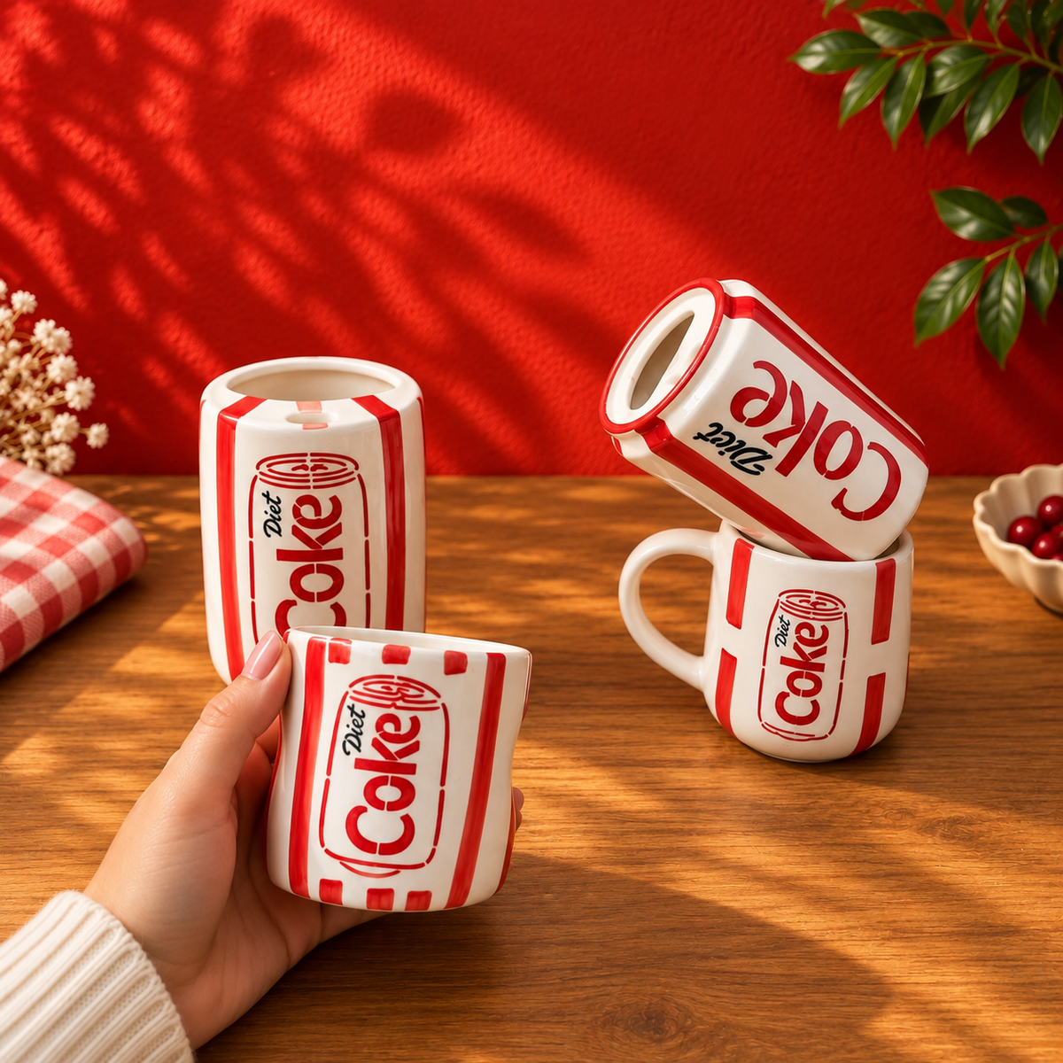 Retro Cola Can Coffee Mug Set of 4 – Ceramic Novelty