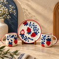 Pomegranate Ceramic Mug & Plate Set – Handmade | Ghar Vibes
