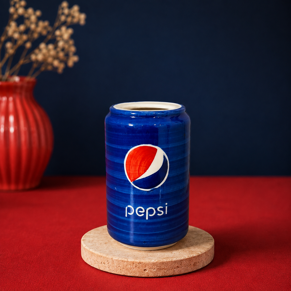 Ceramic Pepsi  Can Cup with Straw – Retro Soda Can Glass Tumbler