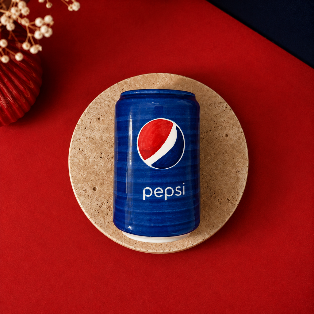 Ceramic Pepsi  Can Cup with Straw – Retro Soda Can Glass Tumbler