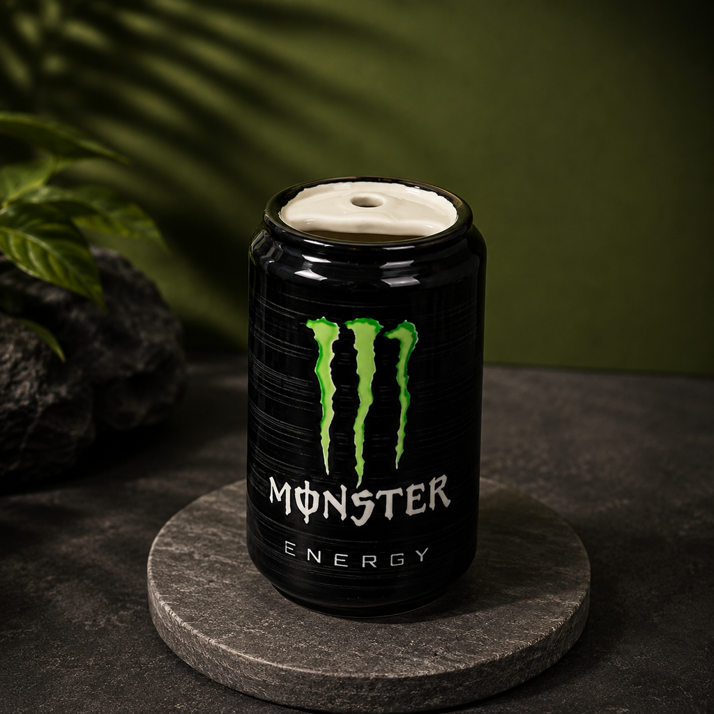 Ceramic Monster  Energy Drink Can Cup with Straw – Soda Can Tumbler