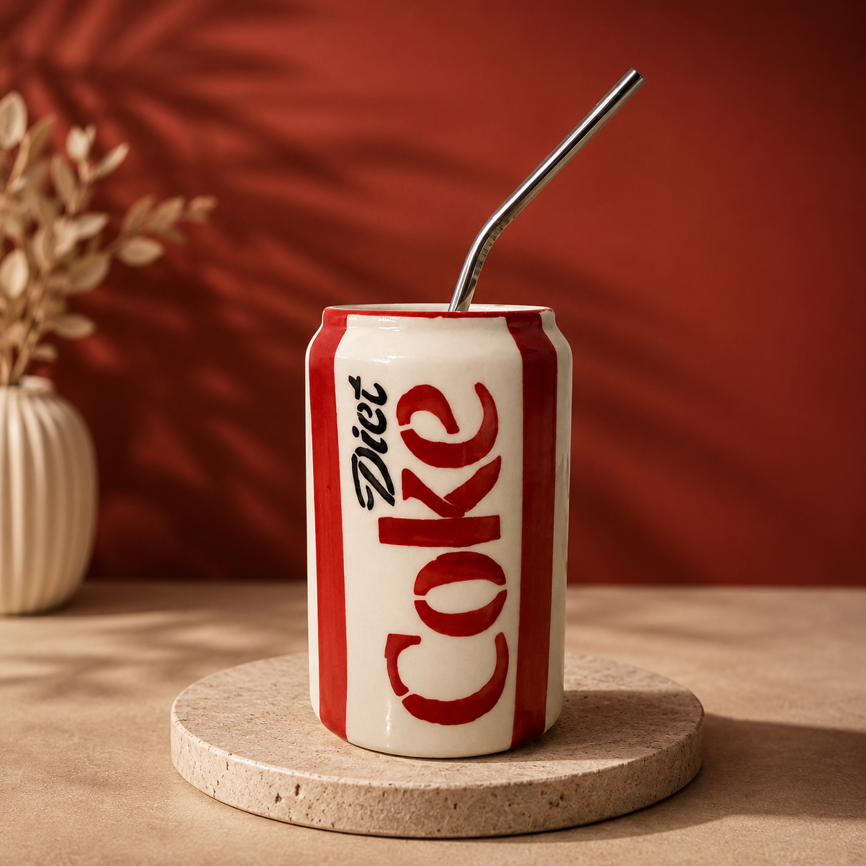 Ceramic Cola Can Cup with Straw – Retro Soda Can Tumbler