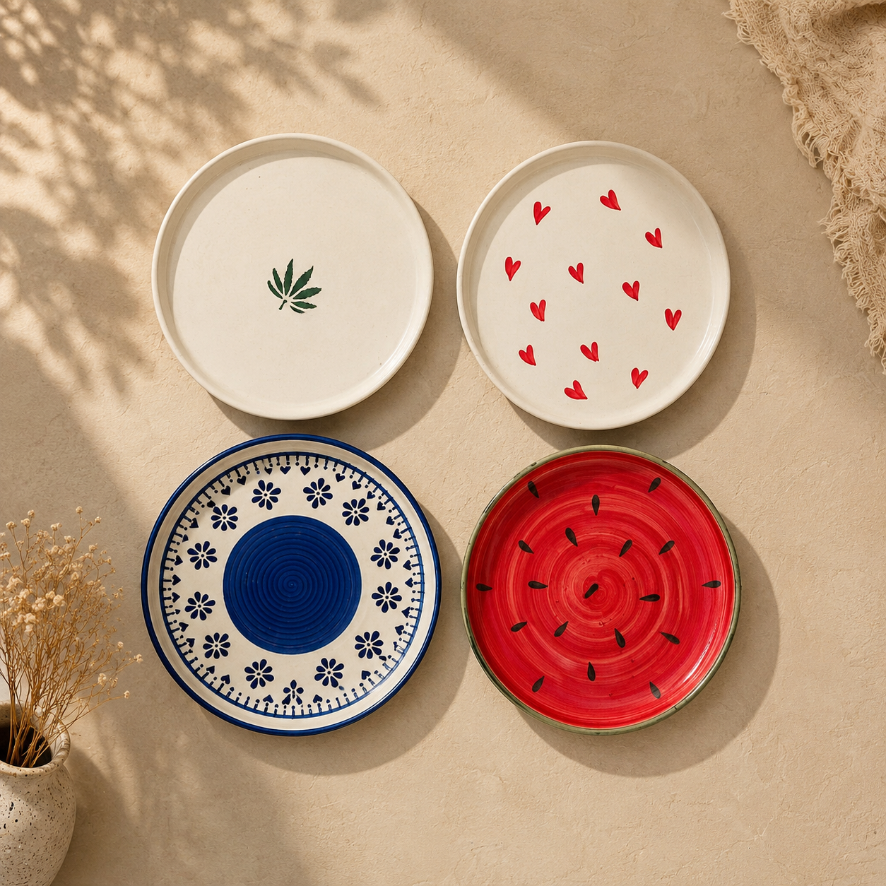 Set of 4 Handpainted Plate Collection
