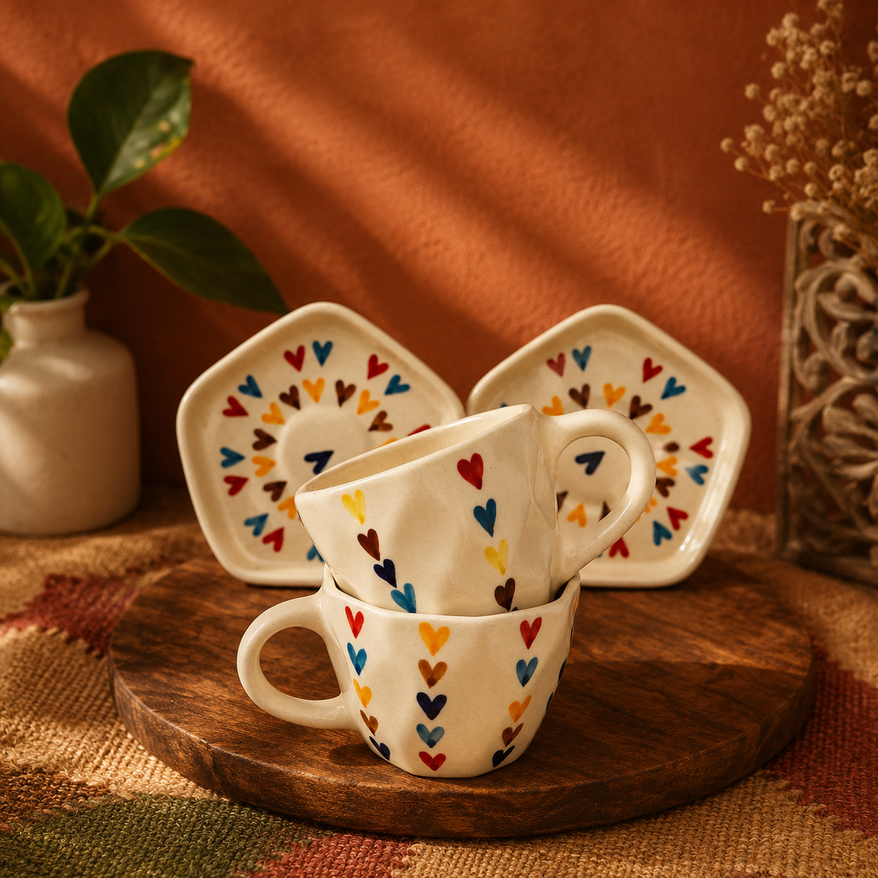 The "Joyful Hearts" Hexagon Cup & Saucer Duo