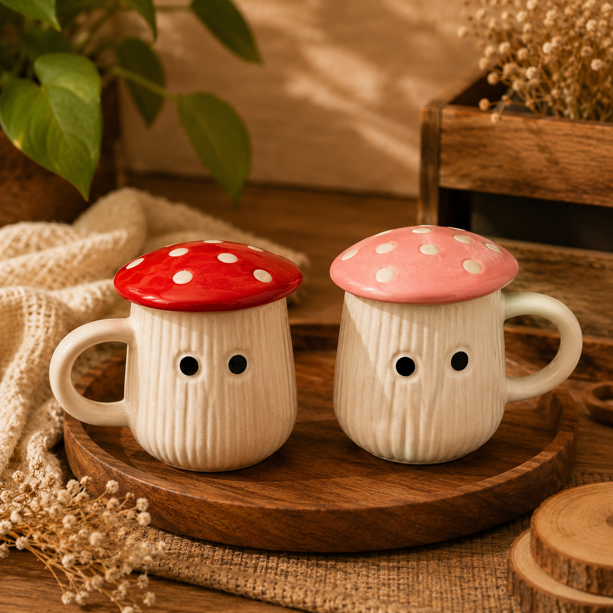 The Mushroom Cottage Mug Set of 2
