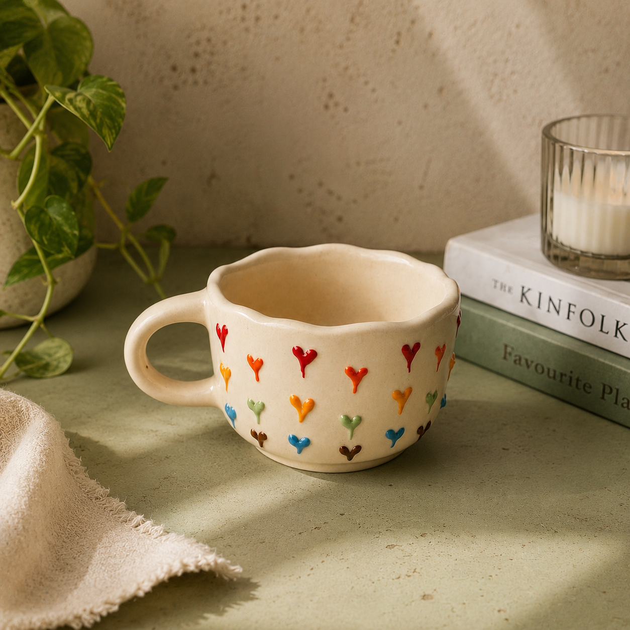 Rainbow Heart Drops Soup Cup