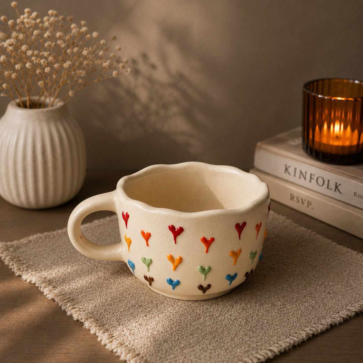 Rainbow Heart Drops Soup Cup
