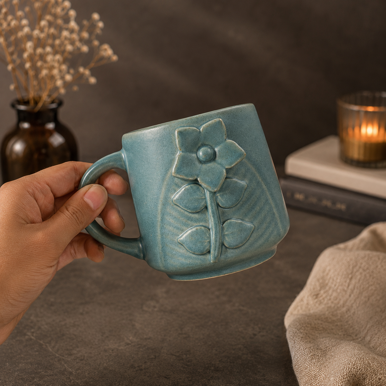 The "Morning Sky" 3D Floral Mug