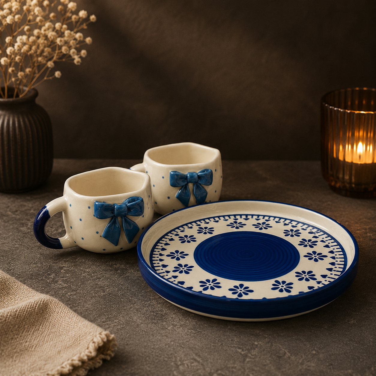 The "Coquette Bow" Cup & Tray Set