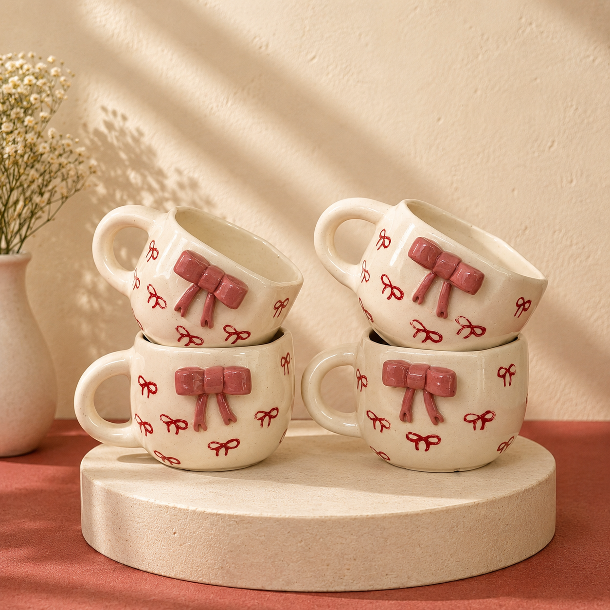 The "Little Red Bow" Mug Set (Set of 4)