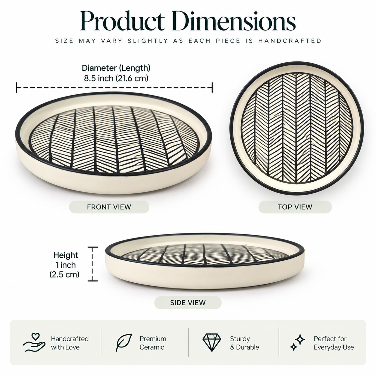 Black & White Cup and Saucer Set – Herringbone Ceramic