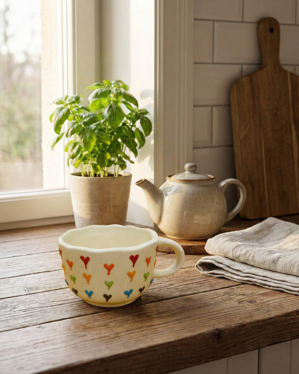 Rainbow Heart Drops Soup Cup