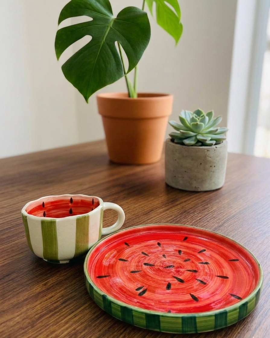 The "Summer Slice" Watermelon Cup & Plate Set