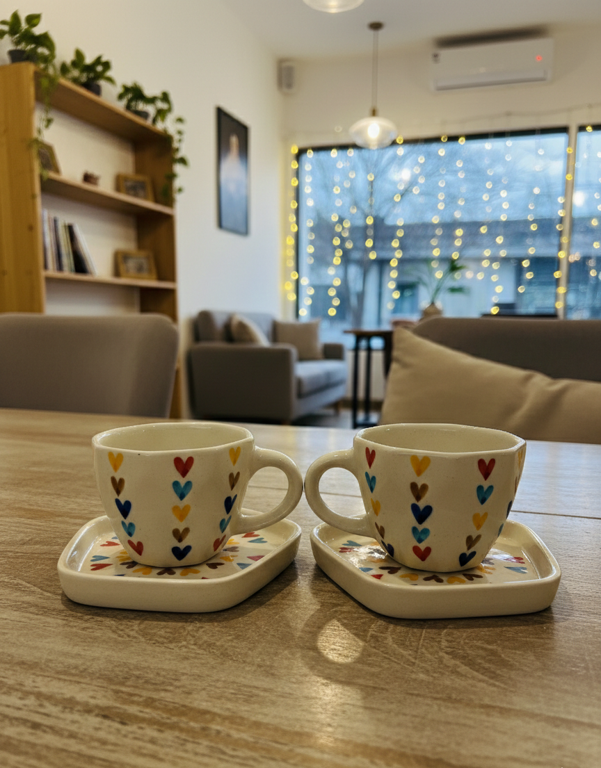 The "Joyful Hearts" Hexagon Cup & Saucer Duo