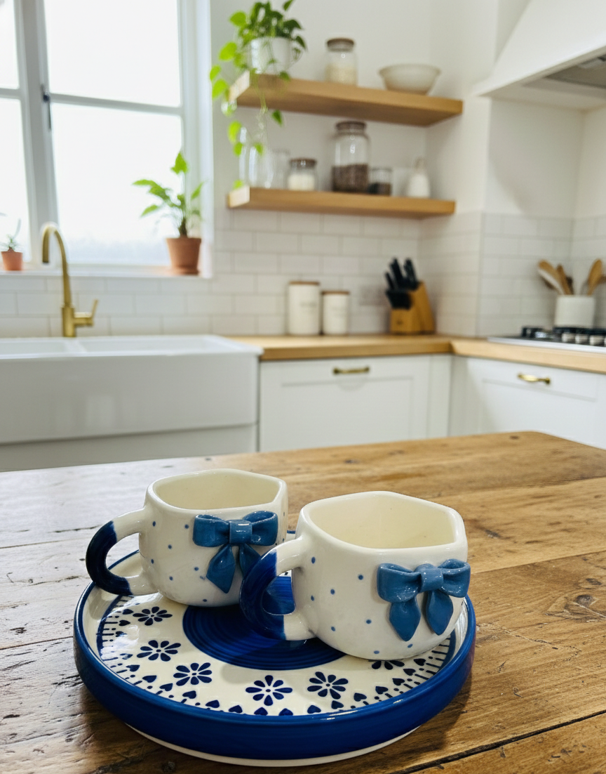 The "Coquette Bow" Cup & Tray Set