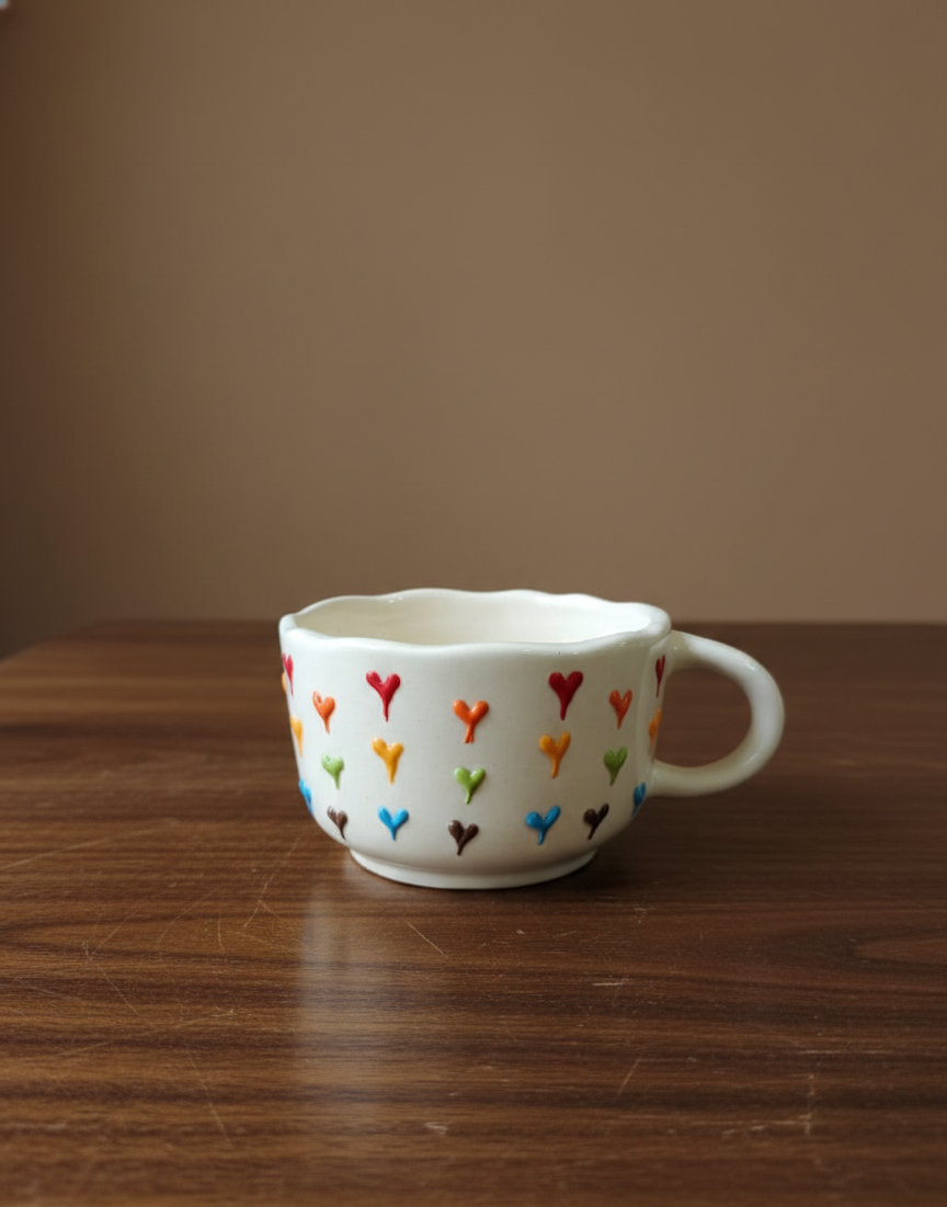 Rainbow Heart Drops Soup Cup