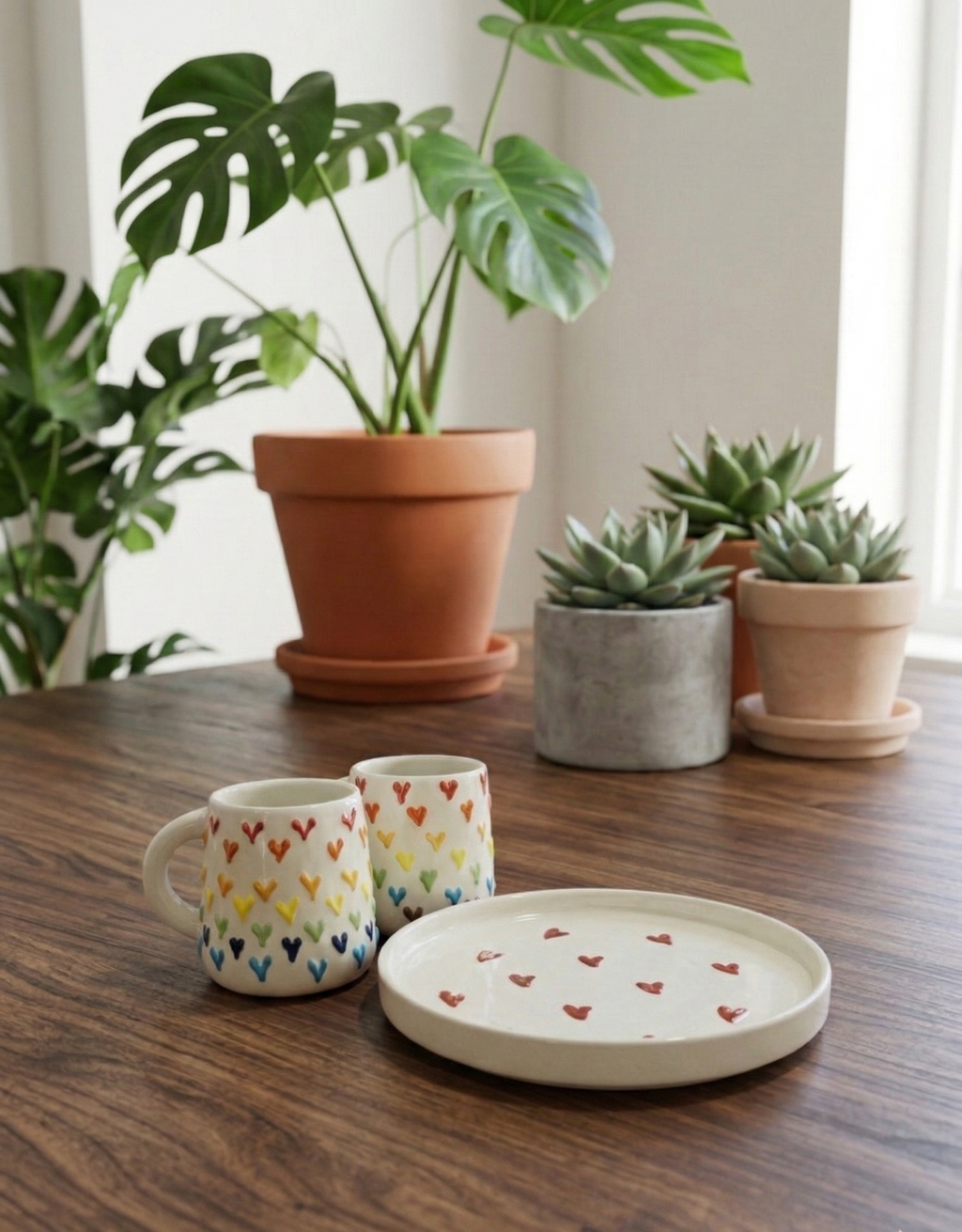 The "Rainbow Heart" Mug & Tray Set