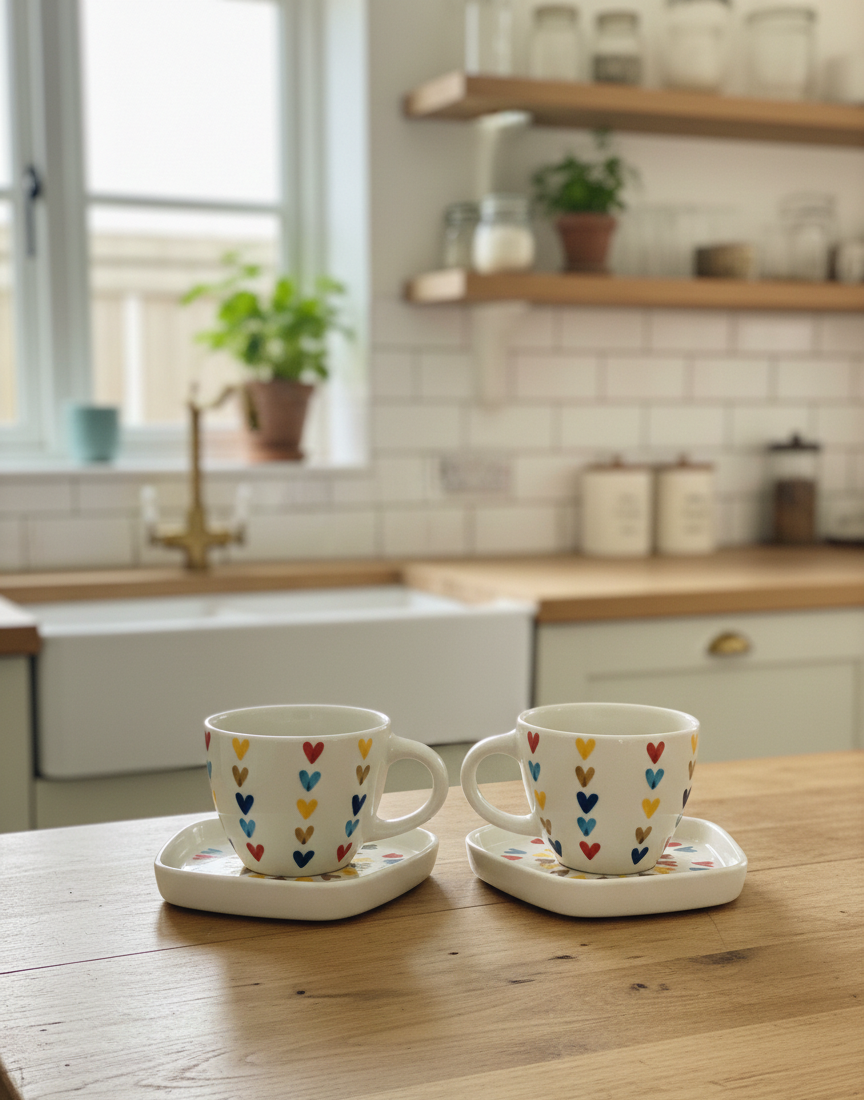 The "Joyful Hearts" Hexagon Cup & Saucer Duo